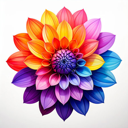 Colorful dahlia flower isolated on white background. Vector illustration.の素材