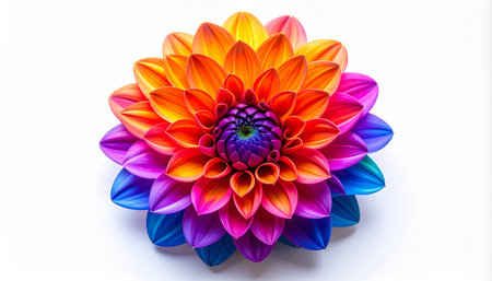 Colorful dahlia flower isolated on white background, clipping pathの素材