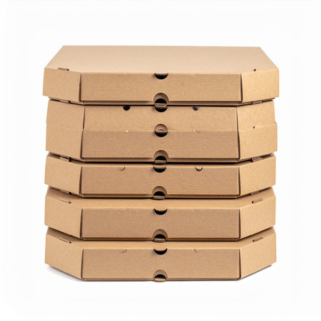Stack of cardboard boxes isolated on white background. 3d illustration.の素材