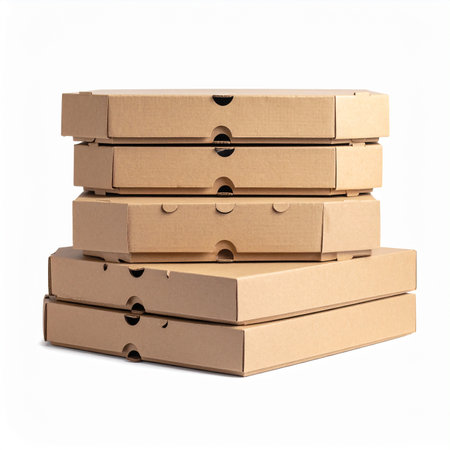 Stack of cardboard boxes isolated on white background. 3d illustration.の素材