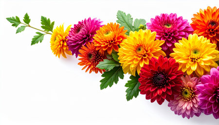 Colorful chrysanthemum flowers isolated on white background.の素材