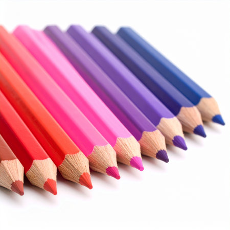 Colour pencils isolated on a white background. Studio shot.の素材