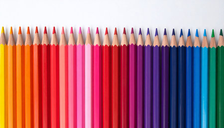 Colored pencils isolated on a white background. Studio shot.の素材