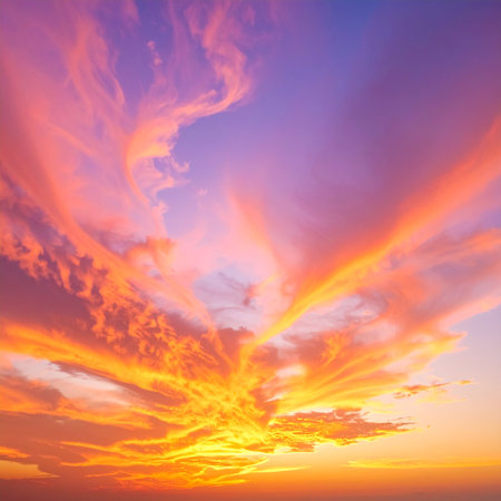 Beautiful sunset sky with clouds. Nature background. Sunset sky.の素材