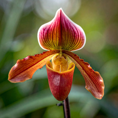 Paphiopedilum orchid in a botanical gardenの素材