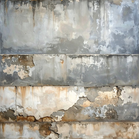 Old grunge wall with peeling paint. Abstract background for design.の素材