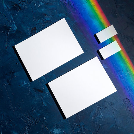 Photo of business cards. Template for branding identity. For graphic designers presentations and portfoliosの素材