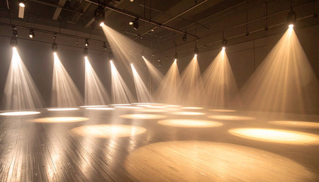 Spotlight in the stage, lighting equipment, spotlights on stageの素材