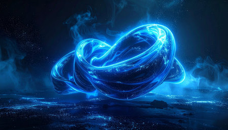 Futuristic technology wave background with glowing lines. 3D renderingの素材