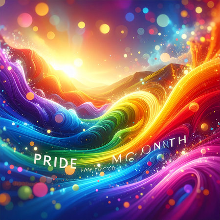 Abstract background with colorful waves and bokeh lights. Vector illustration.の素材