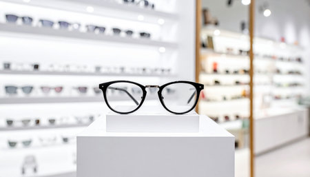Eyeglasses on display in the shop window, eyewear conceptの素材