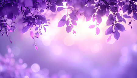 Beautiful nature background with purple leaves and bokeh lights.の素材