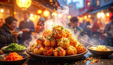 Takoyaki is a Japanese deep-fried octopus ball.の素材