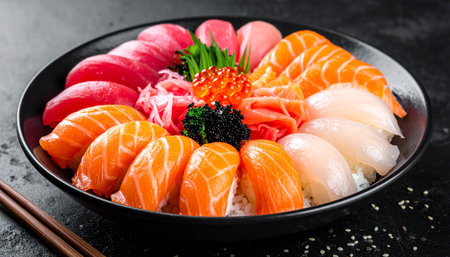 Sashimi Sashimi - Japanese food style on dark backgroundの素材