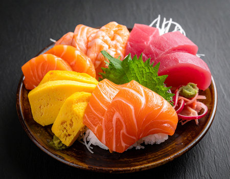 Sashimi Sashimi - Japanese food style on dark backgroundの素材