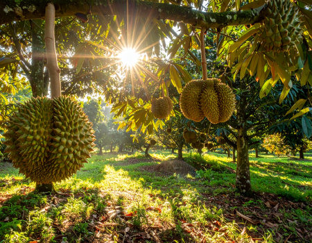 Durian is a king of fruit in Thailand. Durian is a tropical fruit.の素材