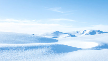 Winter landscape with snowdrifts and blue sky. Winter background.の素材