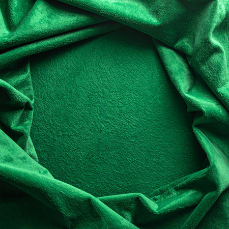 green satin fabric texture for background with copy space for text or imageの素材