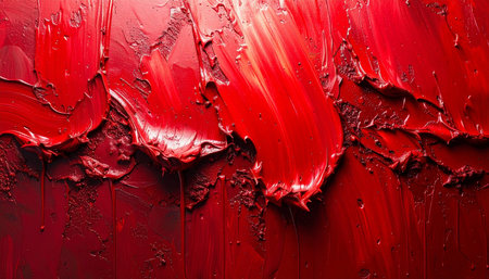 Red lipstick smudged on a black background close-up.の素材