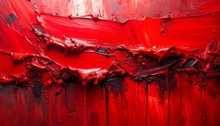 Red paint brush strokes on a white background. Close-up.の素材