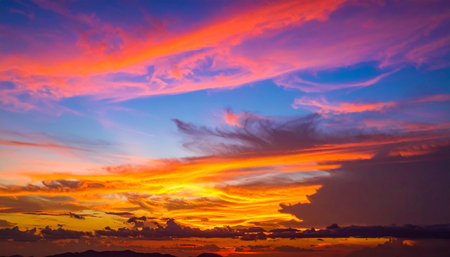 colorful dramatic sky with cloud at sunset.Sky clouds at sunset.の素材