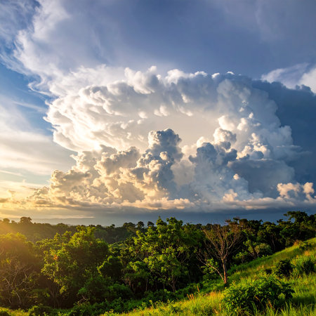 Landscape of rain cloud and sky at Phu Chi Fa National Park, Thailand.の素材