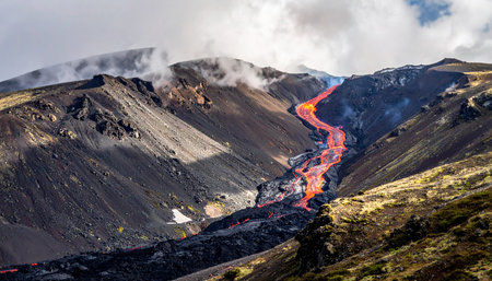 Volcanic landscape of Kamchatka Peninsula. Kamchatka National Park.の素材