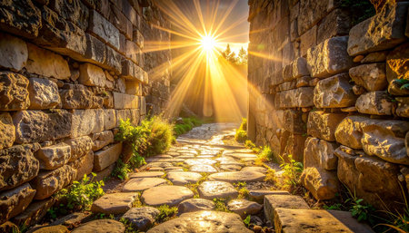 Sunset at the ancient city of Chersonesos, Sevastopol, Crimeaの素材