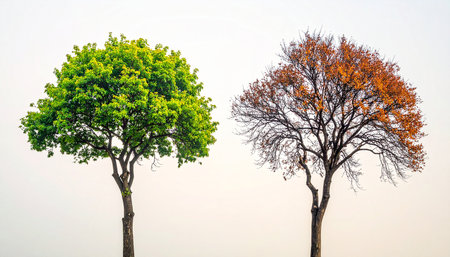 Trees in the autumn season, isolated on a white background.の素材