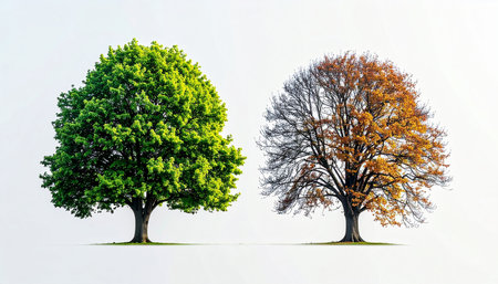 Autumn trees isolated on a white background. 3d rendering.の素材