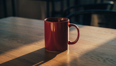 Coffee cup on the table in coffee shop, stock photoの素材