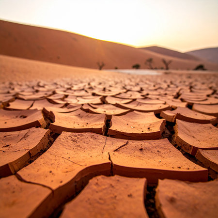 Red clay soil in the Namib Desert, Namibia, Africaの素材