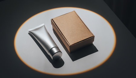 Blank cosmetic product mockup on dark background. 3d renderingの素材