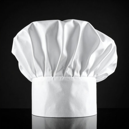 Chef hat on black background. Chef hat isolated on black backgroundの素材