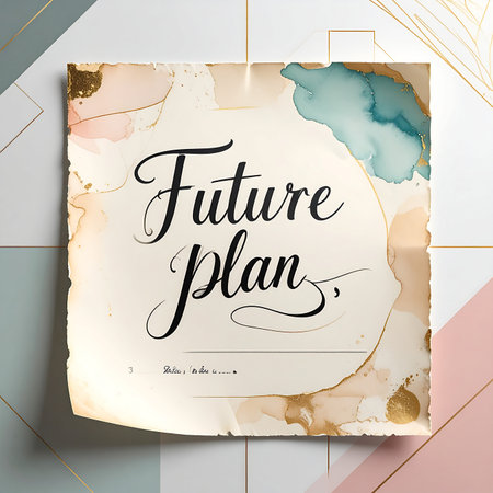 Futuristic poster with hand lettering quote Future Plan on abstract backgroundの素材