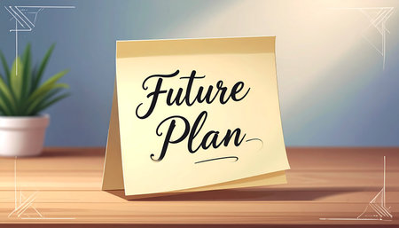 Illustration of a sticky note with the words Future Plan on itの素材