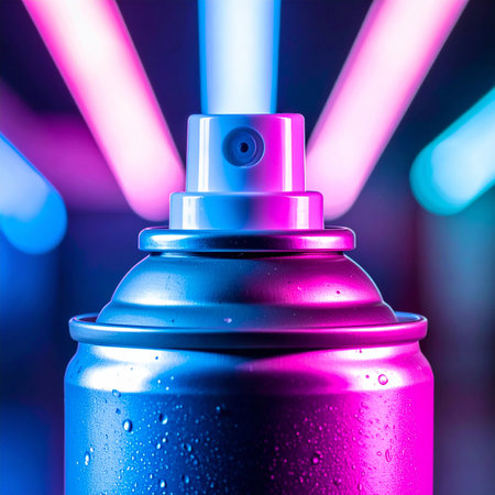 Aerosol spray can for drawing graffiti, close-up.の素材