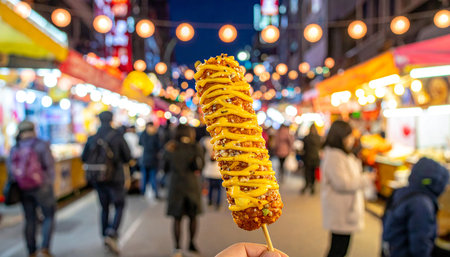 Traditional street food in Seoul, South Korea. Street food at night.の素材