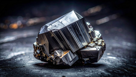 Natural gemstone on black background. Macro photo. Selective focus.の素材