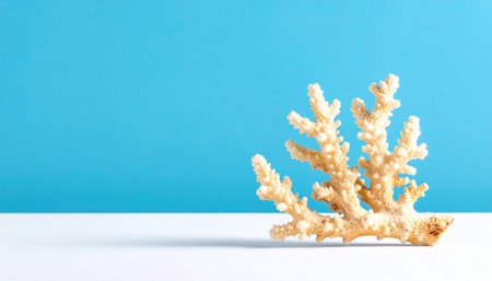 White coral on a blue background. The concept of the beauty of nature.の素材