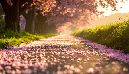 cherry blossom path in spring time. cherry blossom pathの素材