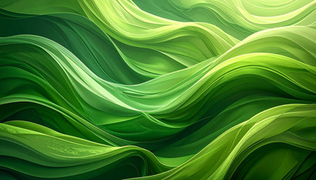 Abstract green wavy background. 3d rendering, 3d illustration.の素材