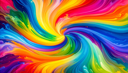 abstract background of colorful oil paint swirls in the form of a rainbowの素材