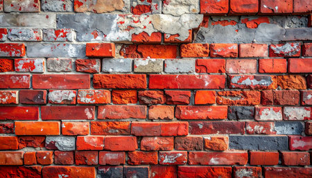 Background of old vintage brick wall texture. Red brick wall background.の素材