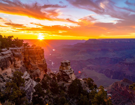 Sunset over Grand Canyon National Park, Arizona, United States.の素材