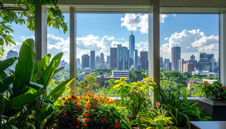Beautiful view of skyscrapers from the window, Kuala Lumpur, Malaysiaの素材