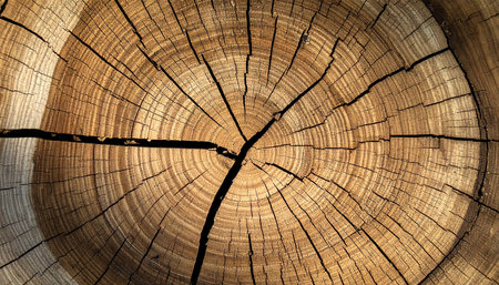Wooden texture of a cut tree with annual rings. Abstract backgroundの素材