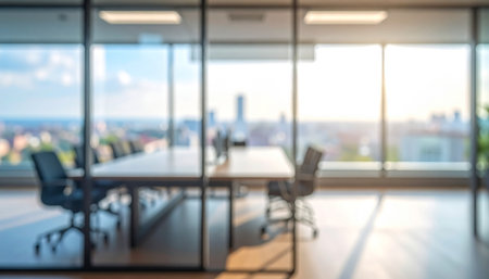 Abstract blur boardroom interior for background - Vintage filter processing style picturesの素材
