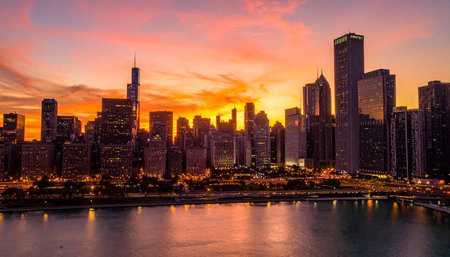 Dubai downtown skyline at sunset, United Arab Emiratesの素材