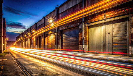 Car light trails on the street at night. Long exposure shot.の素材